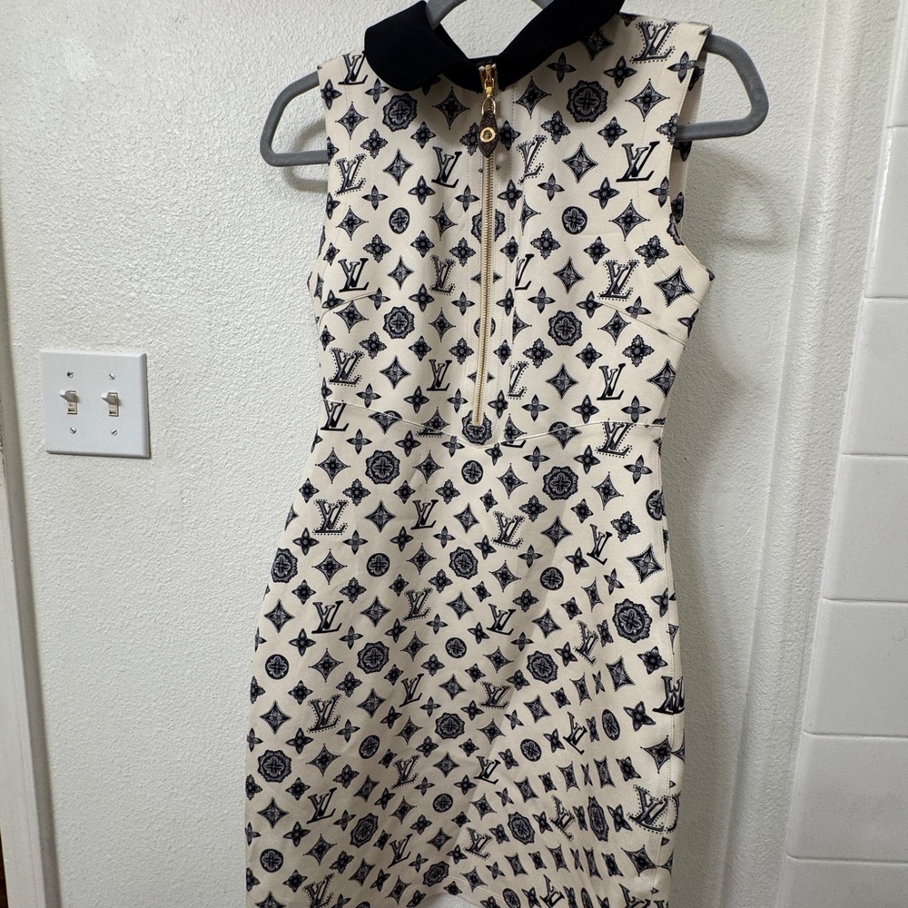 Louis Vuitton Cream and Black Monogram Mini Dress